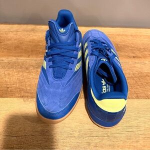 adidas Royal Blue Suede Sneakers with Yellow Stripes